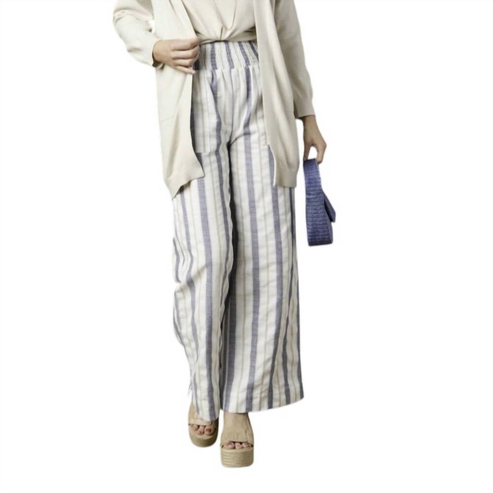 NEW COCO + CARMEN vinca wide leg striped pant in white